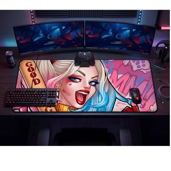 Ігрова поверхня Work Place DC HARLEY QUINN SOLO для геймерського столу з атмосферним принтом у стилі DC