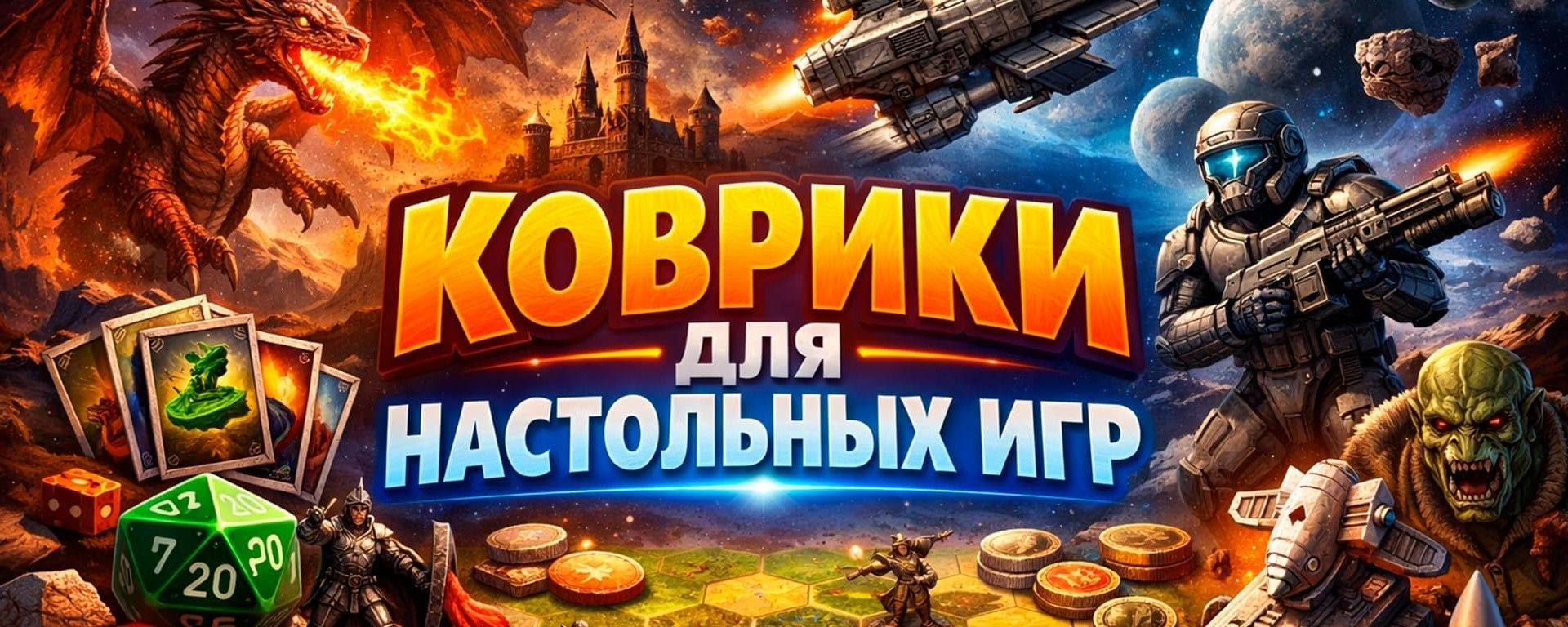 Коврики для настольных игр DRAX – игровые поля для популярных board games, fantasy и sci-fi дизайн