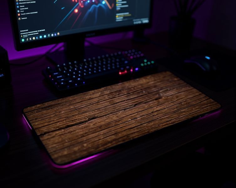 Ігрова поверхня Work Place AT ТЕМНЕ ДЕРЕВО &mdash; велика gaming surface з реалістичним дерев&rsquo;яним принтом для миші та клавіатури.