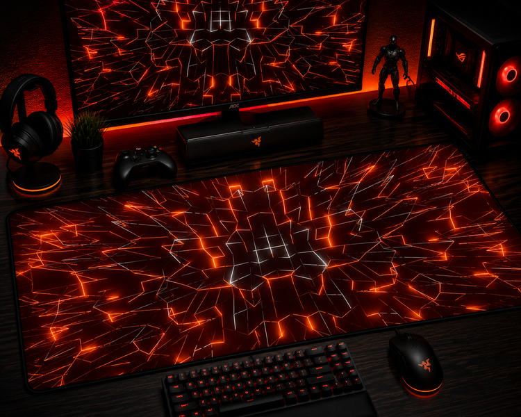 Ігровий desk mat Work Place GAME ORANGE WEB &mdash; сучасний техно-дизайн для геймерського сетапу