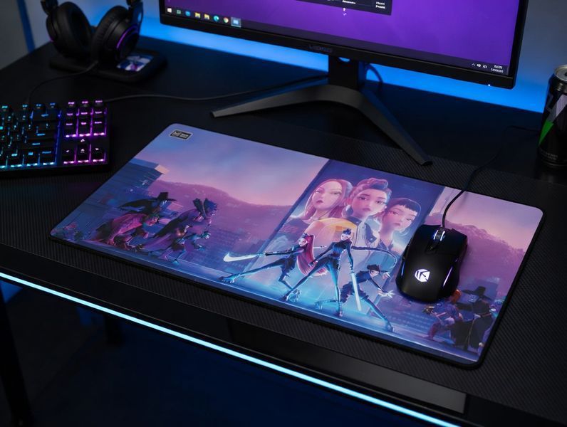 Gaming mouse pad Work Place Shop Kpop Demon Hunters &mdash; великий килимок для мишки з яскравим тематичним дизайном