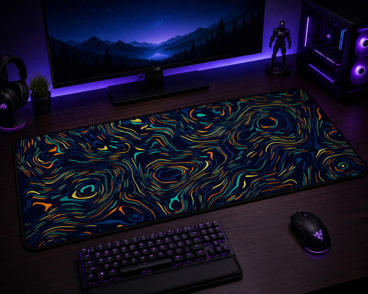 Ігровий desk mat Work Place AT WAVES &mdash; атмосферний дизайн хвиль для геймерського сетапу