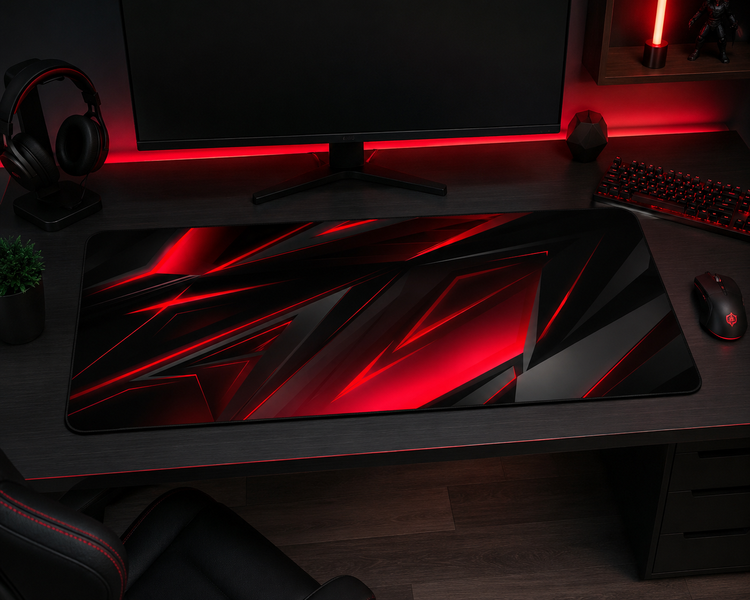 Ігровий desk mat Work Place GAME RED GLASS 90 &mdash; яскравий red neon стиль для сучасного геймерського сетапу