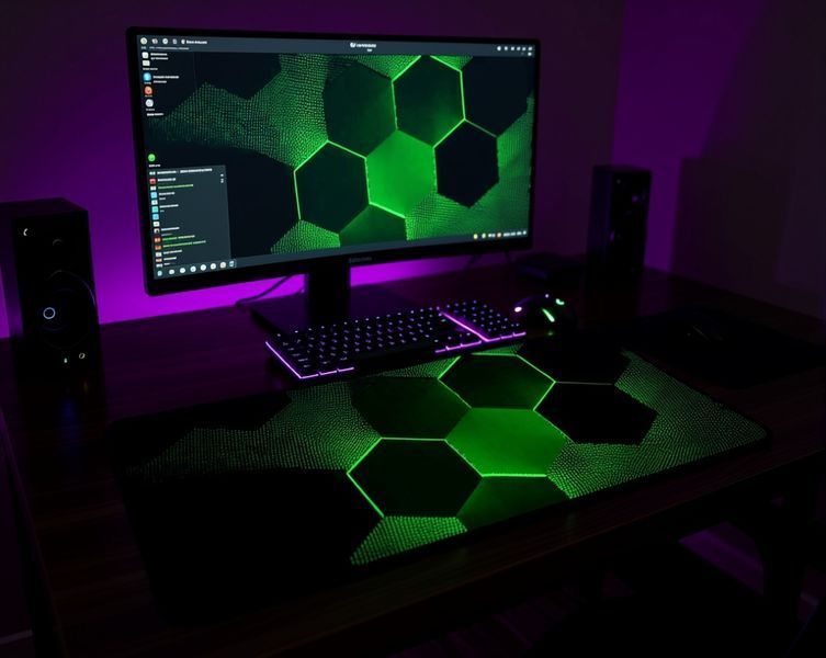 Великий килимок для миші Work Place PN ЗЕЛЕНІ СОТИ gaming desk mat для клавіатури та мишки