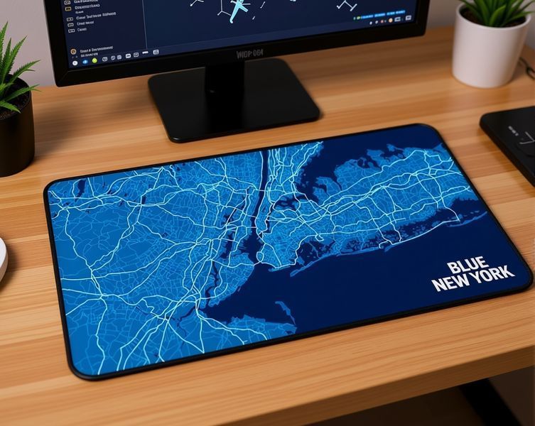 Великий килимок для миші Work Place MP BLUE NEW YORK gaming desk mat для клавіатури та мишки
